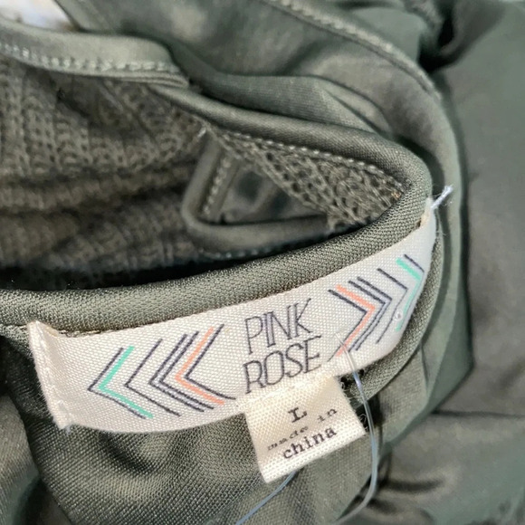 Pink Rose elegant moss green slip on dress size large new with tags - Picture 4 of 8